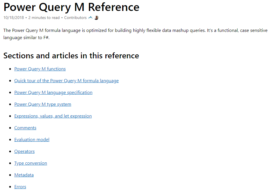 Power Query M Reference