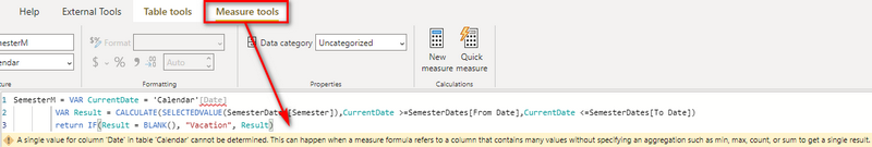 Check Measure or Column Tools